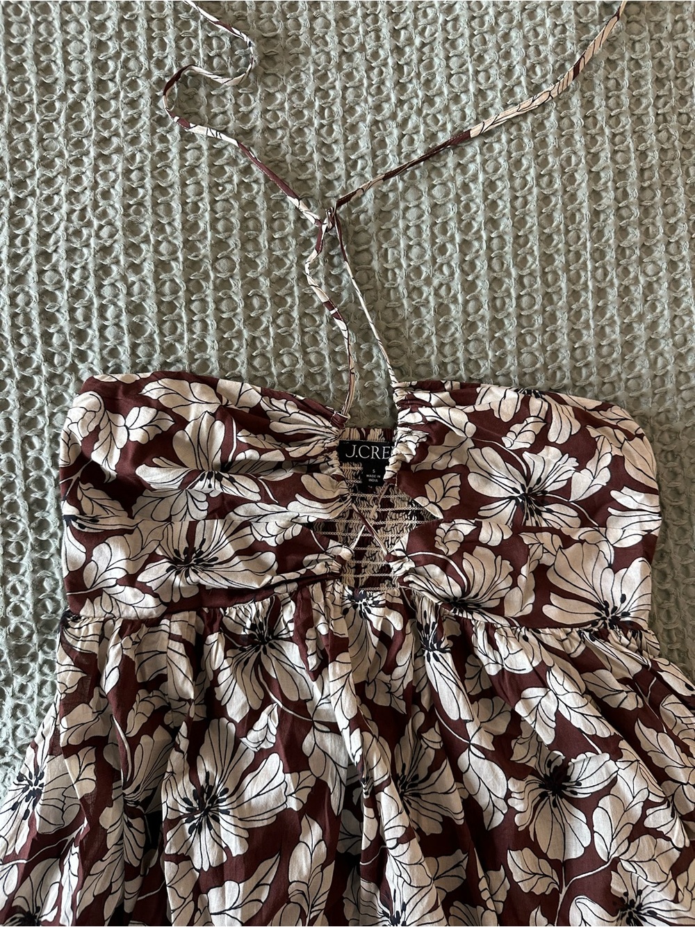 J Crew Brown Floral Cutout Halter Maxi Dress - Picture 2 of 5